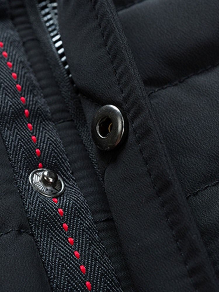 Patchwork Mid-length Style Hooded Zipper European Dunjacka För Män