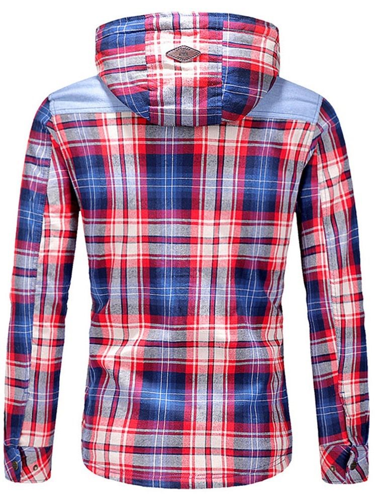 Plaid Fleece Patchwork Winter Casual Jacka För Män