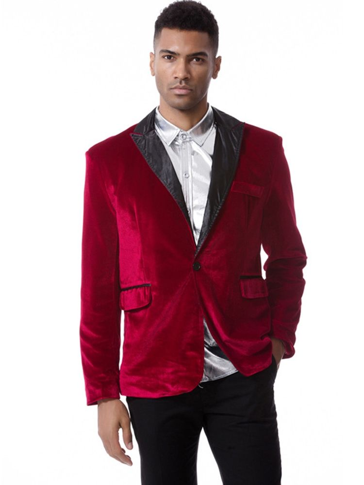 Plain Corduroy Notched Lapel Single-breasted Vogue Slim Men's Blazer