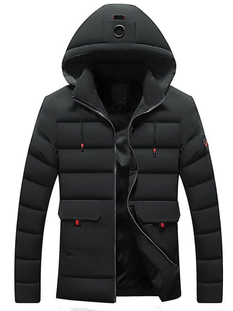 Plain Hooded European Zipper Style Dunjacka För Män