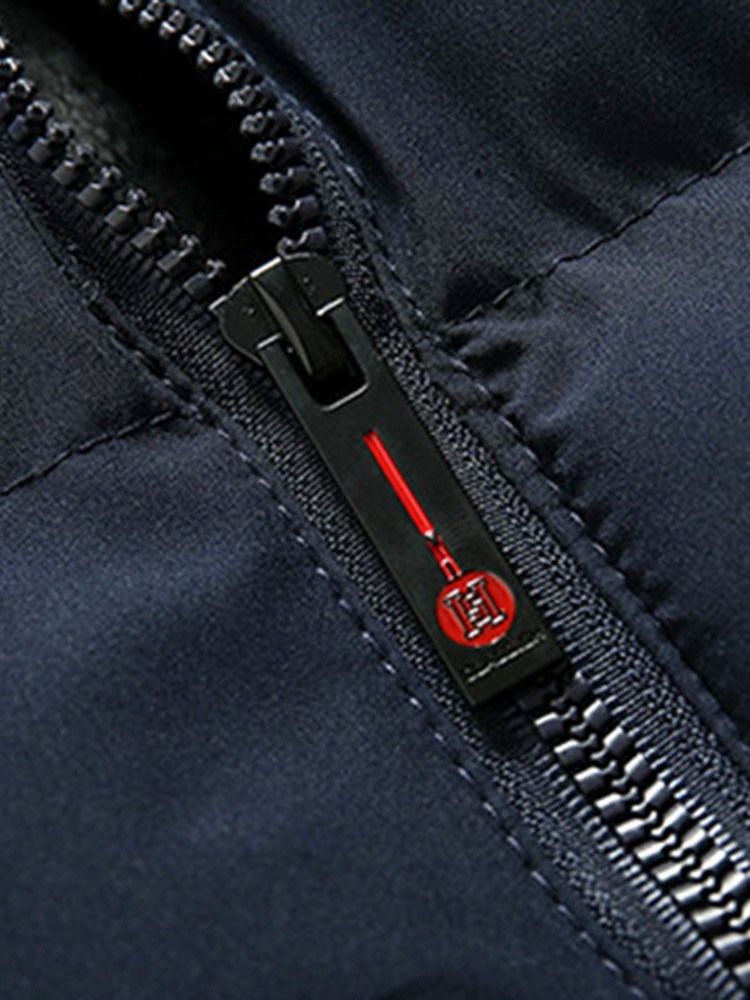 Plain Hooded European Zipper Style Dunjacka För Män