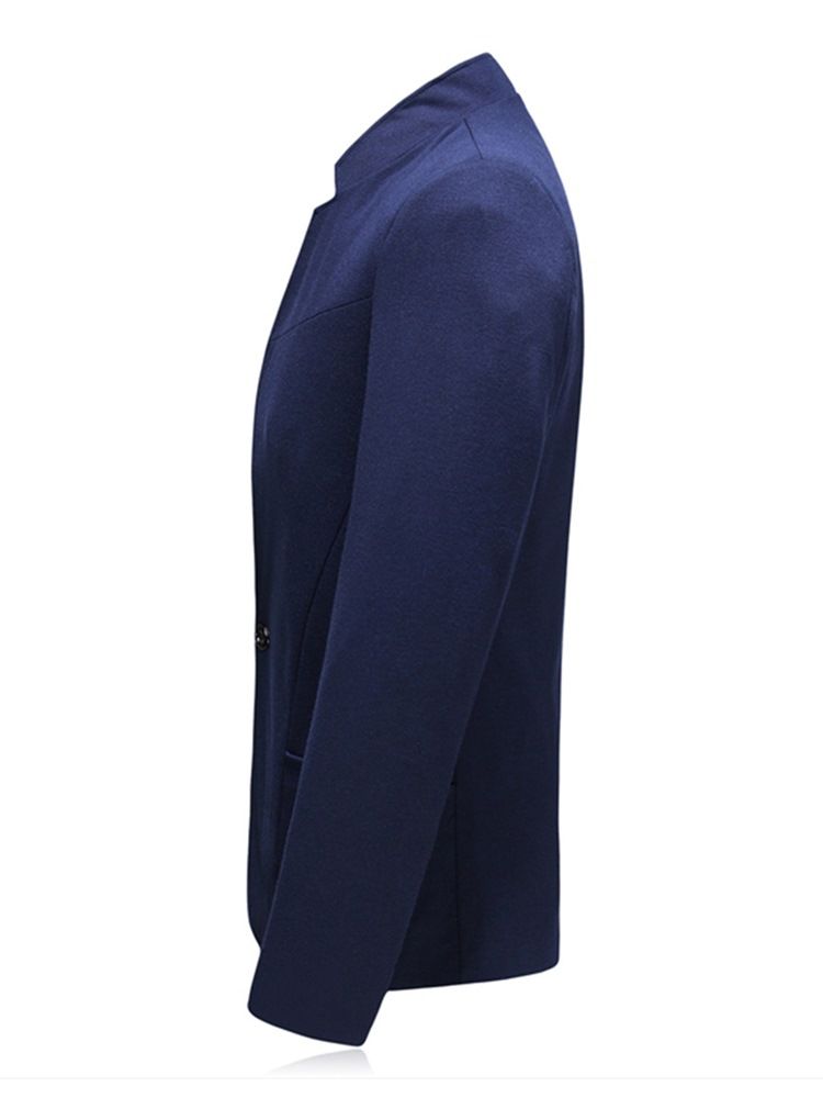 Plain One Button Stand Collar Mens Casual Jacket Blazer