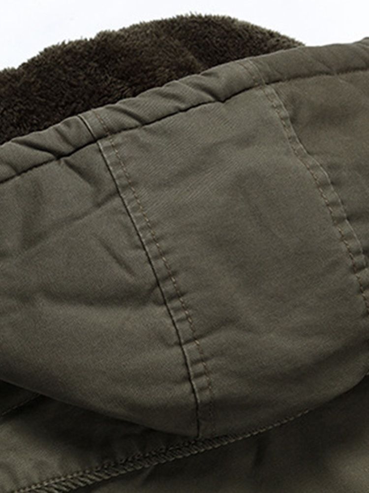 Plain Removable Hooded Zipper Mens Winter Casual Jacket Coats