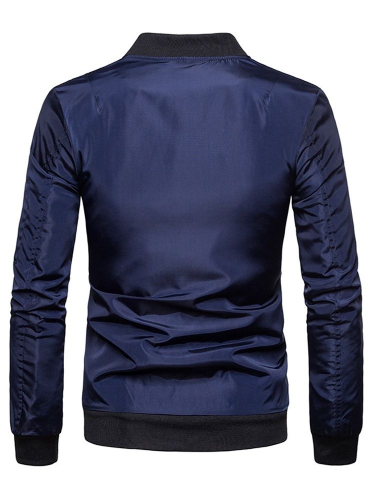 Plain Zipper Stand Collar Mens Casual Jacket