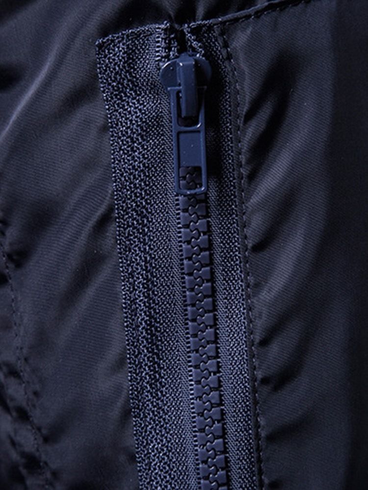 Plain Zipper Stand Collar Mens Casual Jacket