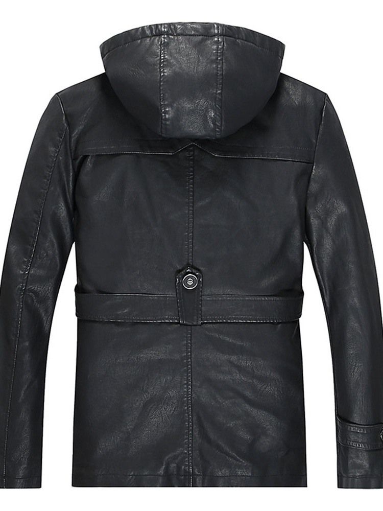 Zip Hooded Plain Men's Slim Jacket