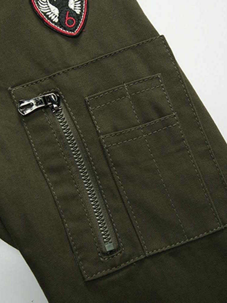 Zipper Stand Collar Color Block Slim Style Jacka För Män