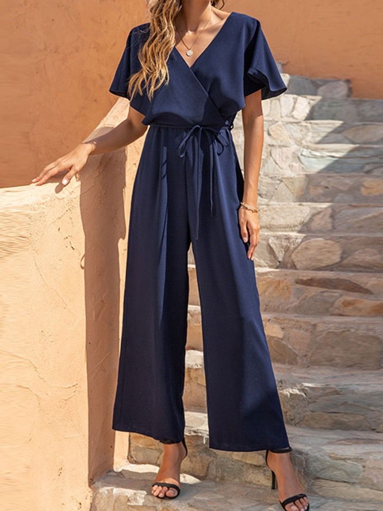 Casual Ankel Längd Plain Loose Jumpsuit För Kvinnor