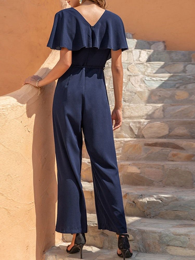 Casual Ankel Längd Plain Loose Jumpsuit För Kvinnor