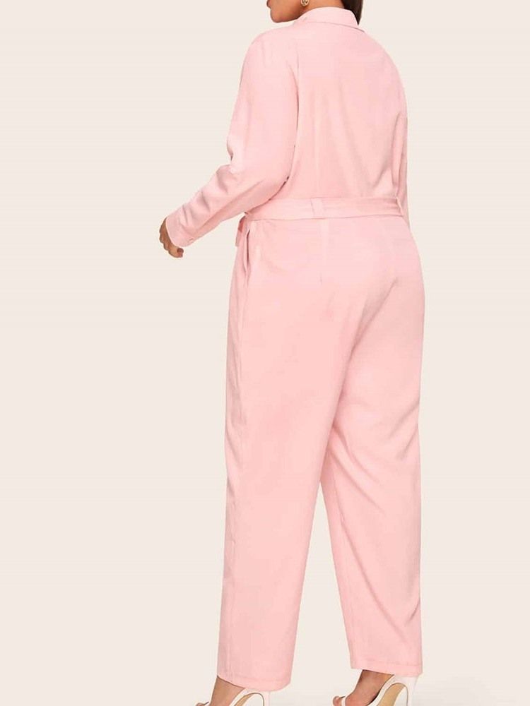 Casual Pocket Plain Straight Slim Jumpsuit För Kvinnor