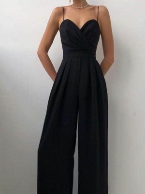 Fashion Plain Backless Wide Legs Slim Jumpsuit För Kvinnor