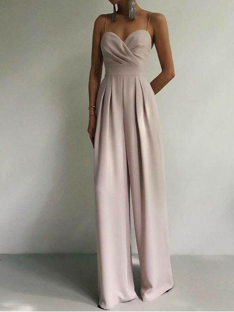 Fashion Plain Backless Wide Legs Slim Jumpsuit För Kvinnor