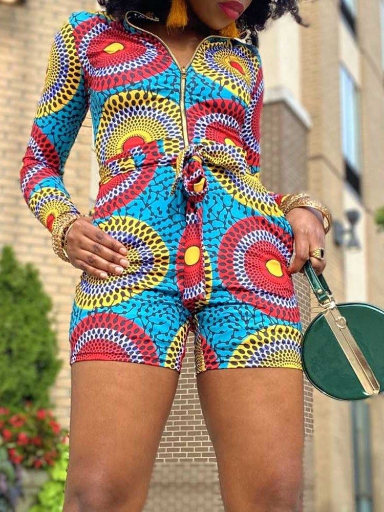 Floral Shorts Print Skinny Straight Women's Rompers