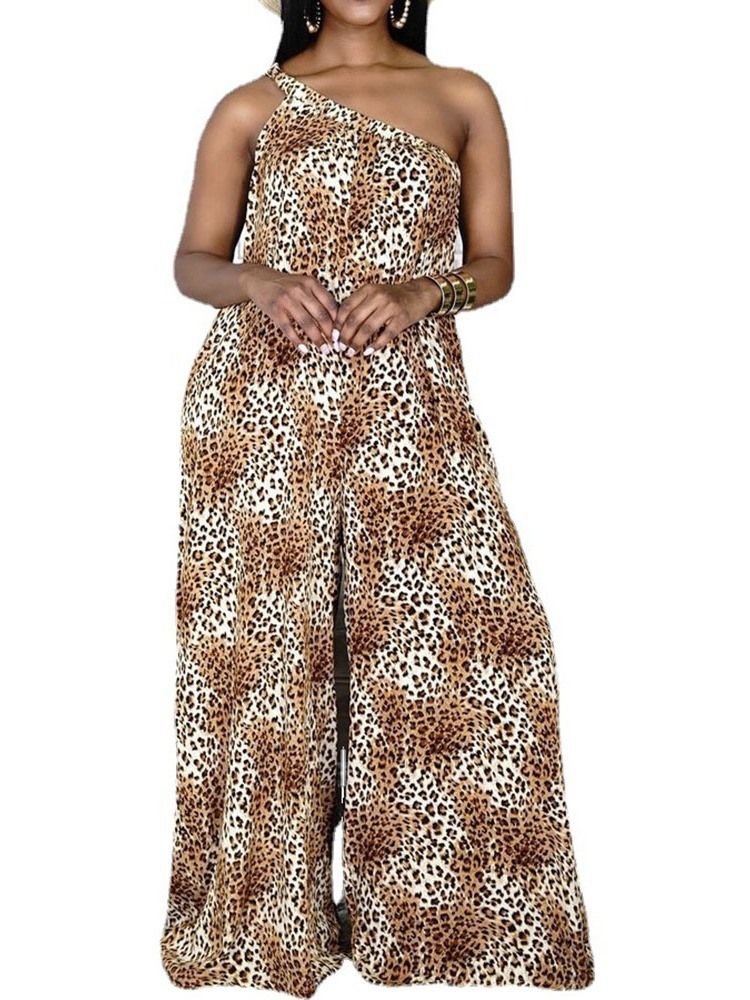 Leopard Casual Full Length Loose Womens Jumpsuit För Kvinnor