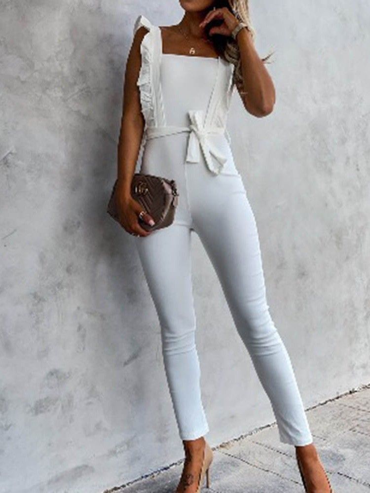 Mode Ankellängd Plain Pencil Byxor Dam Slim Jumpsuit