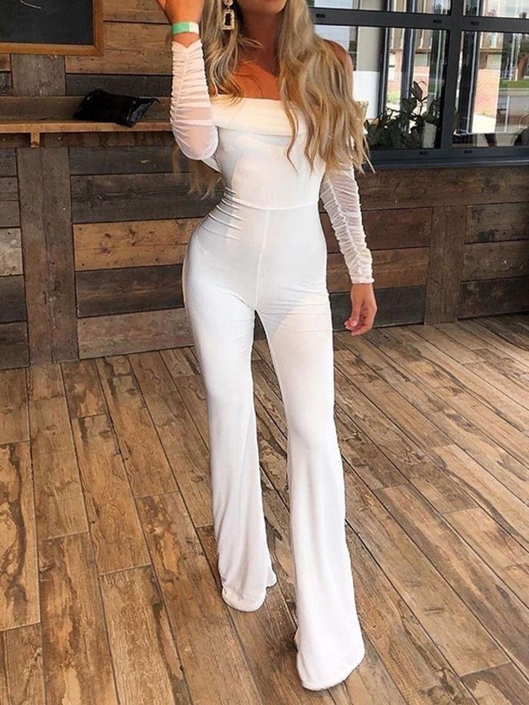 Plain Backless Fashion Slim Bellbottoms Jumpsuit För Kvinnor