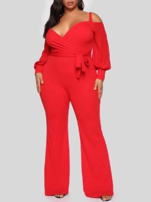 Plain Western Full Length Slim Jumpsuit För Kvinnor