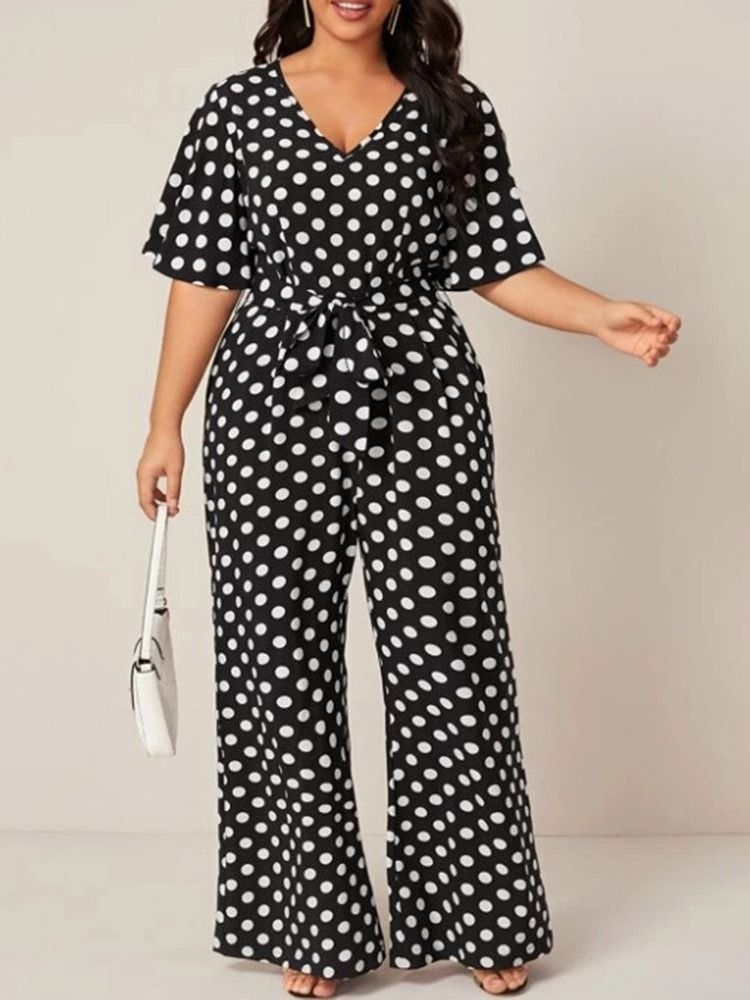 Polka Dots Western Print Dam Slim Straight Jumpsuit