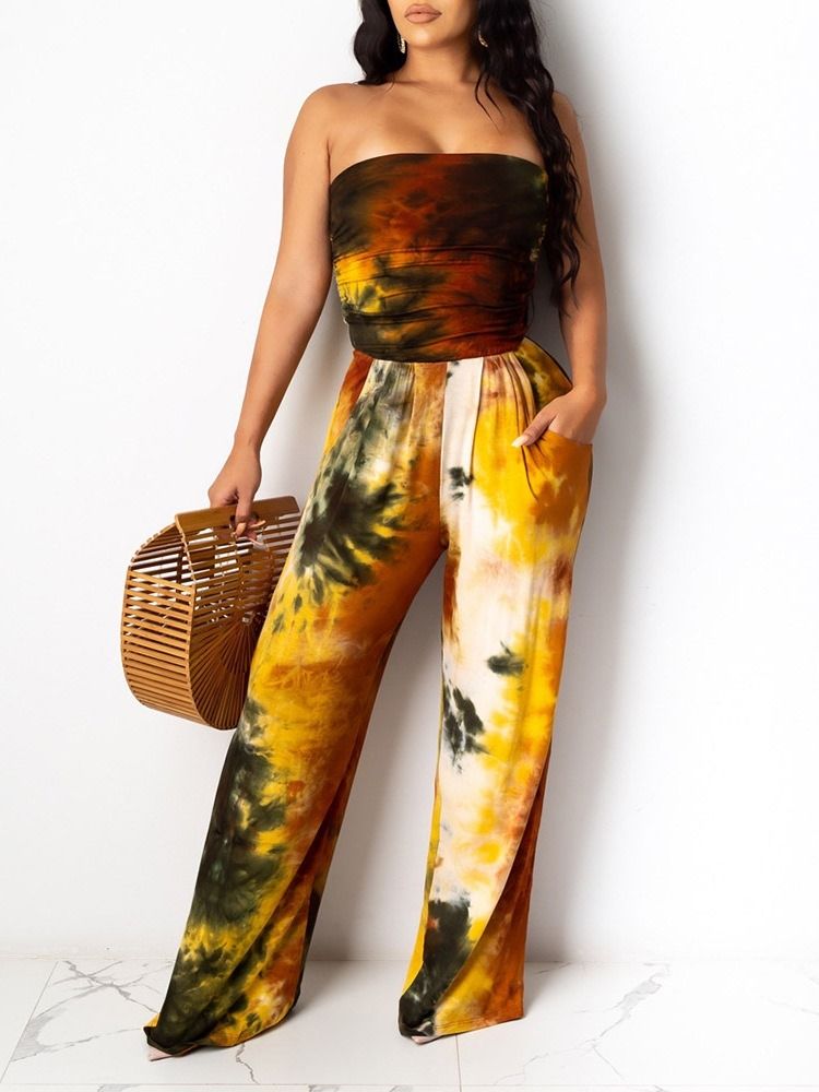 Tie-dye Western Full Längd Slim Jumpsuit För Kvinnor