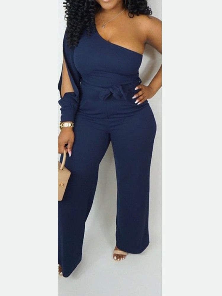 Western Full Length Plain Mid Waist Slim Jumpsuit För Kvinnor