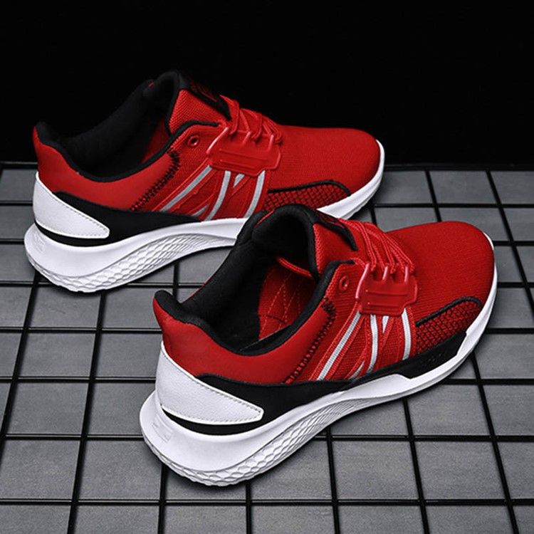 Mesh Lace-up Patchwork Round Toe Men's Athletic Shoes