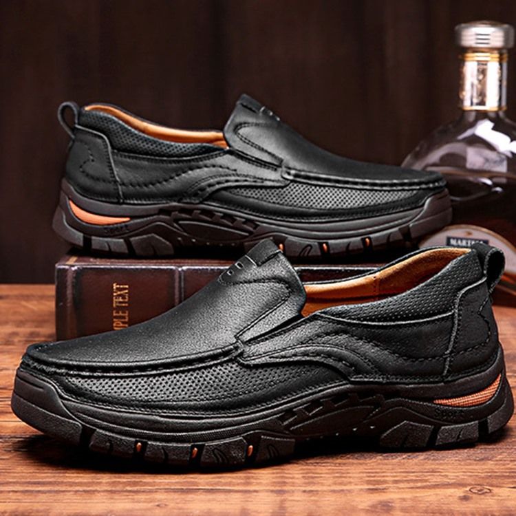 Plain Slip-on Low-cut Upper Round Toe Men's Work Shoes