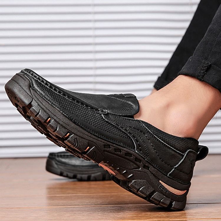 Plain Slip-on Low-cut Upper Round Toe Men's Work Shoes