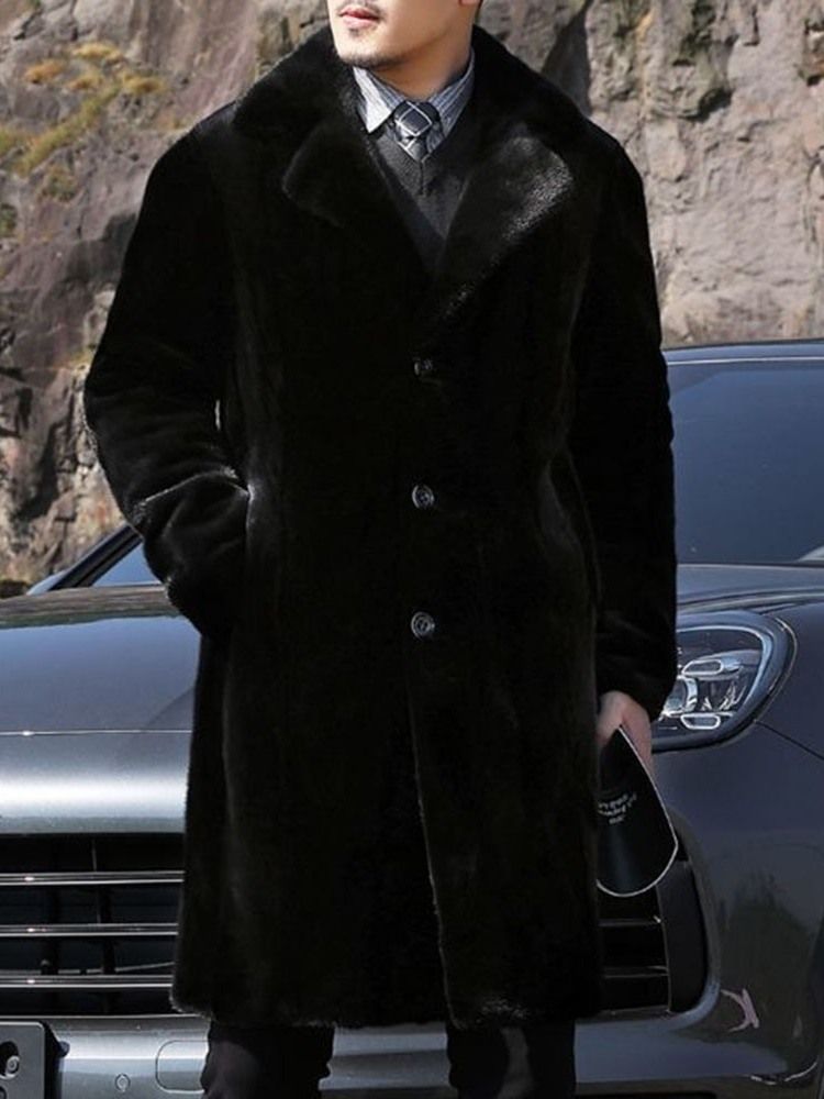 Lapel Mid-length Plain Winter European Men's Coat