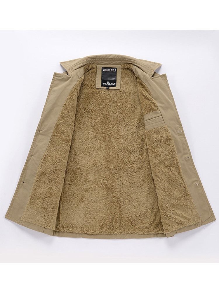 Notched Lapel Solid Color Patchwork Men's Trench Coat