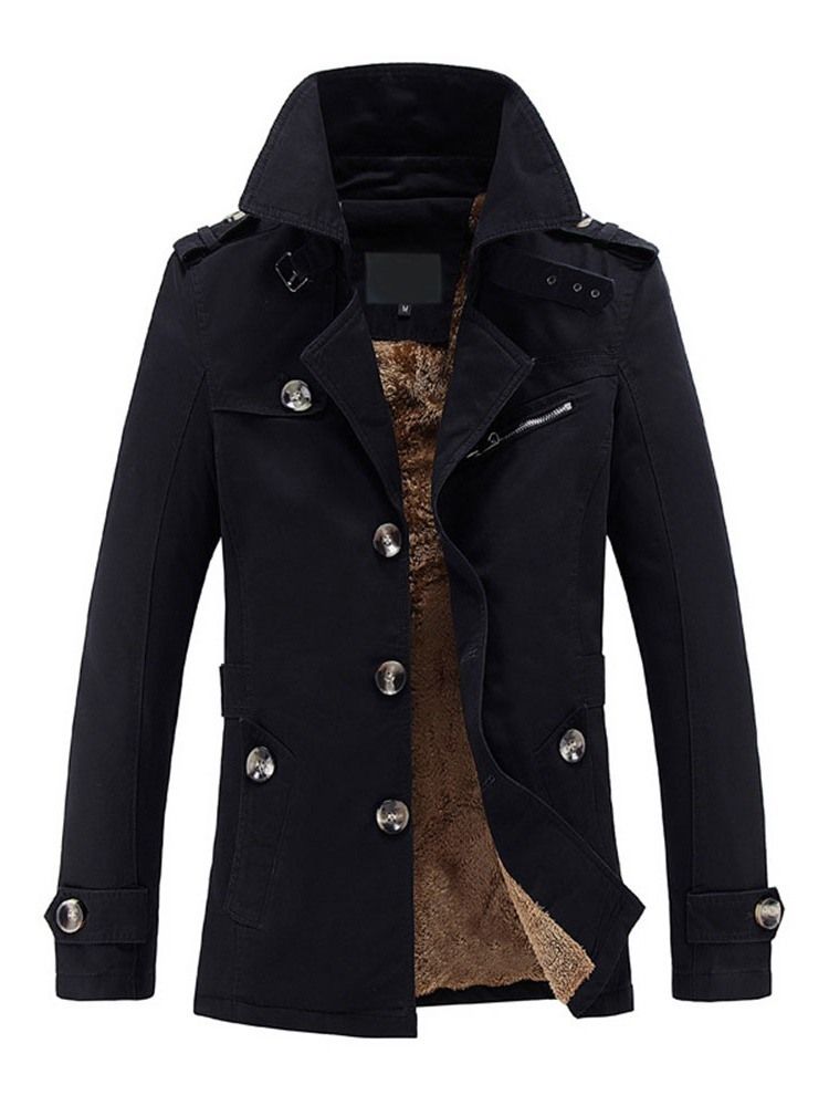 Plain Lapel Mid-length Slim Casual Men's Trench Coat