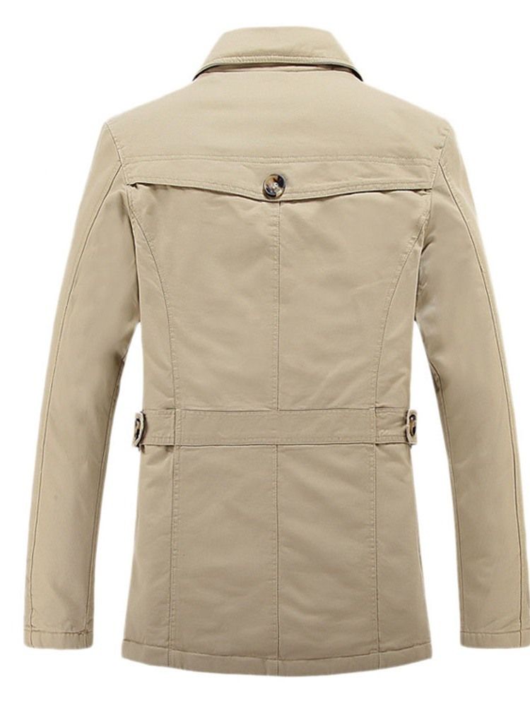 Plain Lapel Mid-length Slim Casual Men's Trench Coat