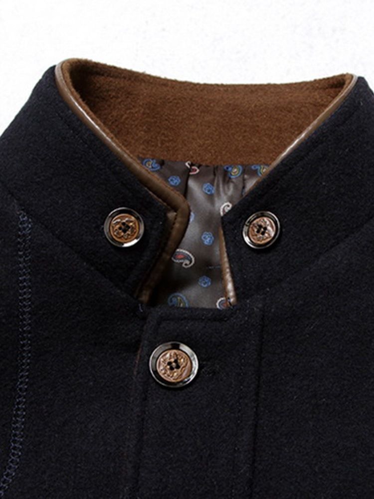 Plain Stand Collar Standard Herr Slim Coat