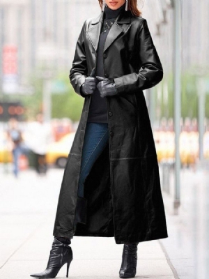 Single-breasted Lapel Button Western Long Sleeve Trench Coat