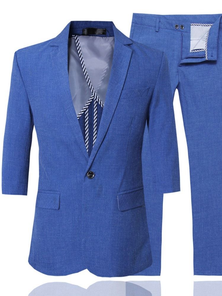 Blazer Button Plain Mens Dress Suit