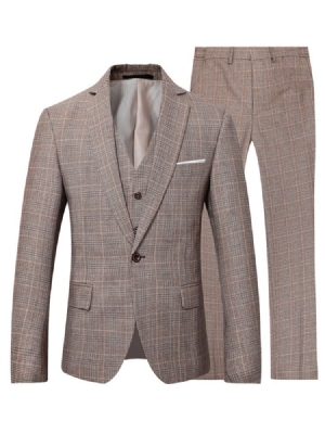 Blazer One Button Plaid Men's Dress Suit