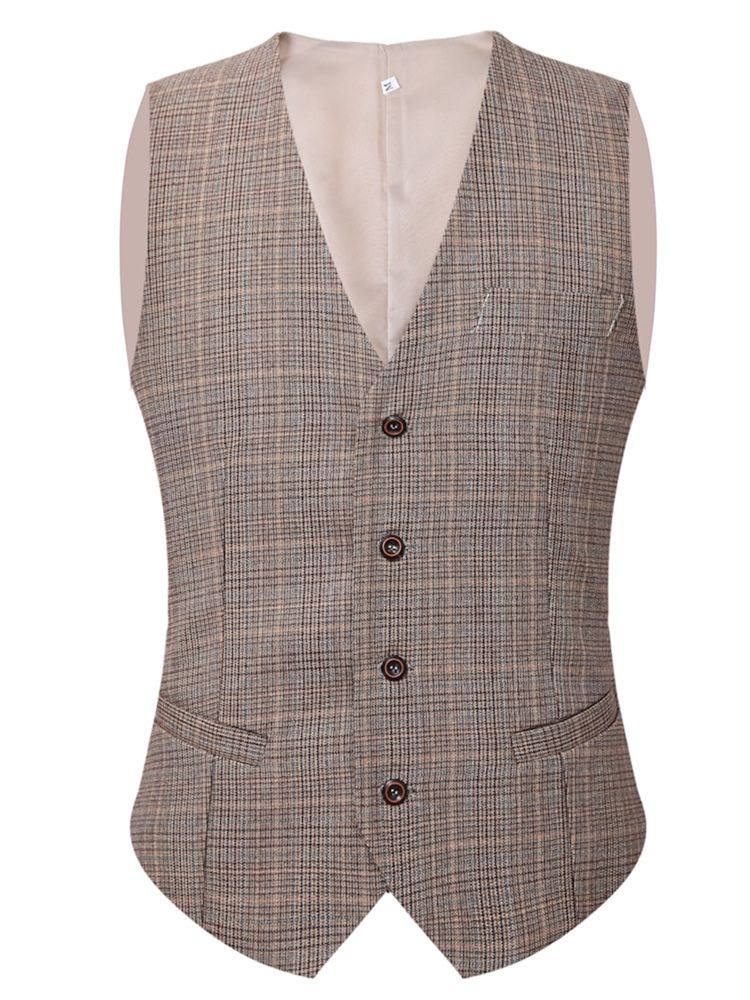 Blazer One Button Plaid Men's Dress Suit