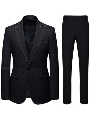 Color Block One Button Zipper Mens Dress Suit