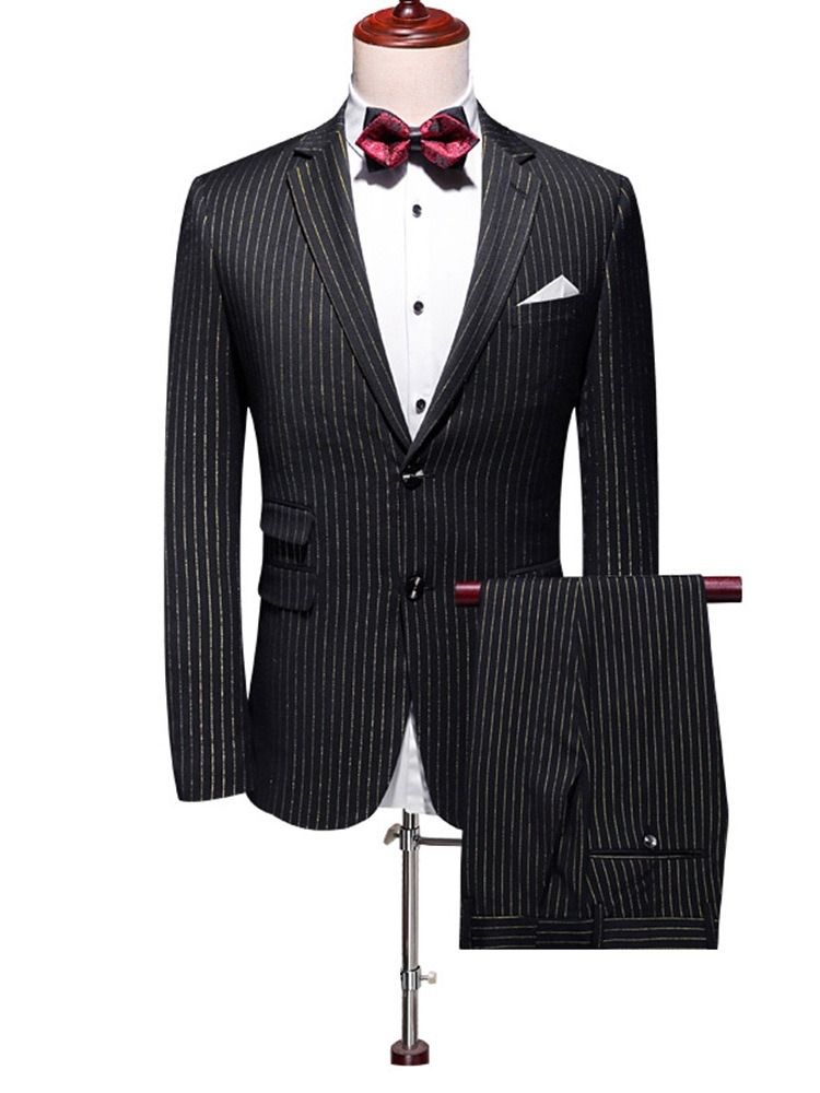 Colour Block Print Single-breasted Men's Dress Suit