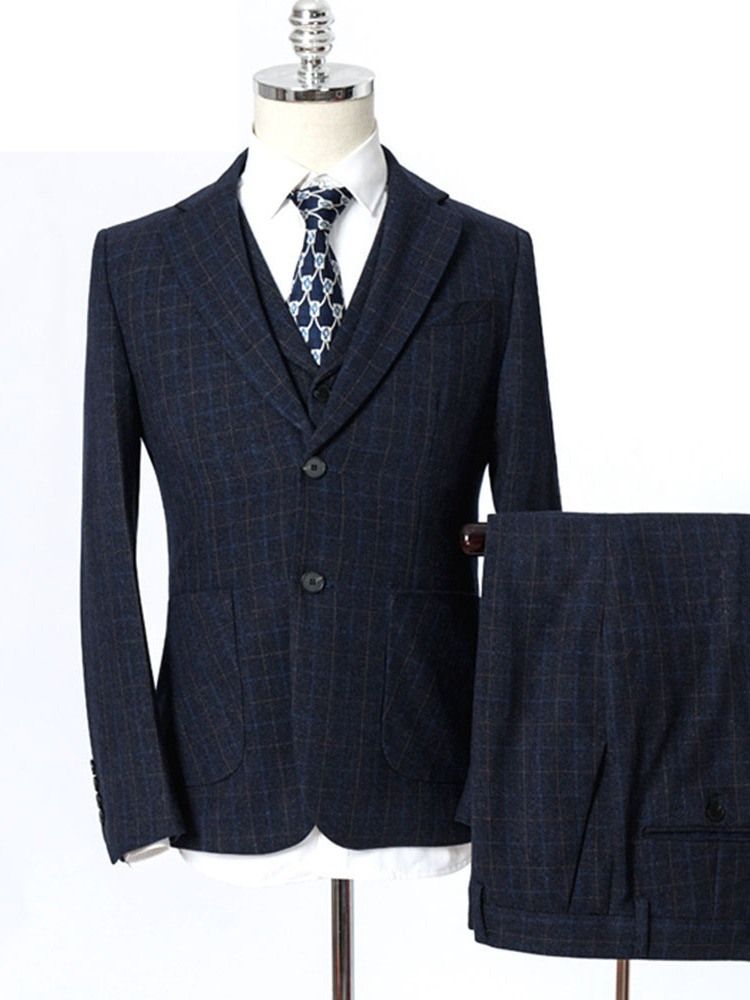 Fashion Mens Plaid Dress Suit