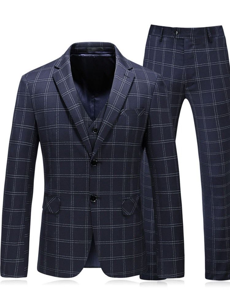 Fashion Plaid Blazer Mens Dress Suit