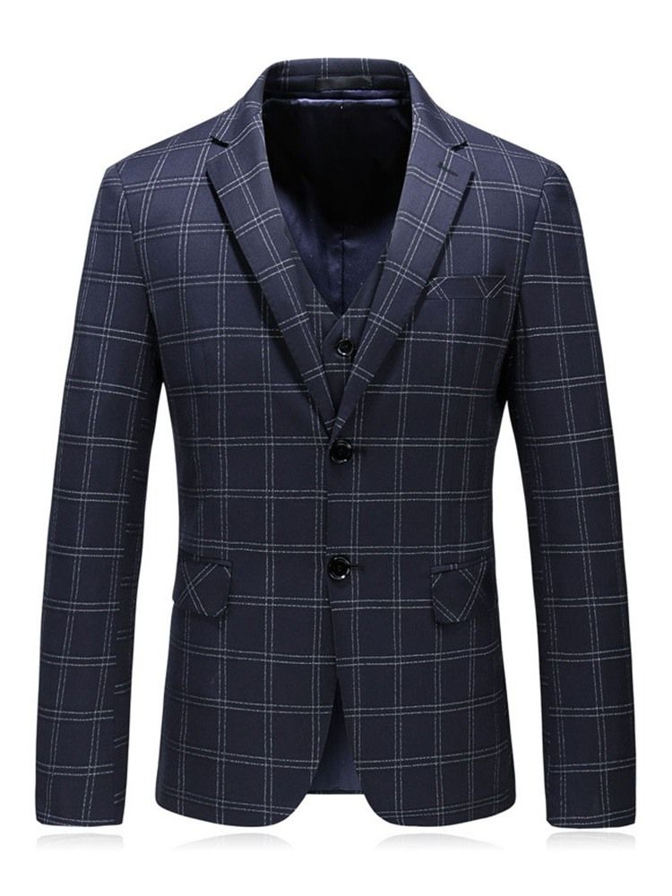 Fashion Plaid Blazer Mens Dress Suit