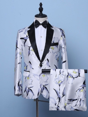 Floral One Button Fashion Mens Dress Suit