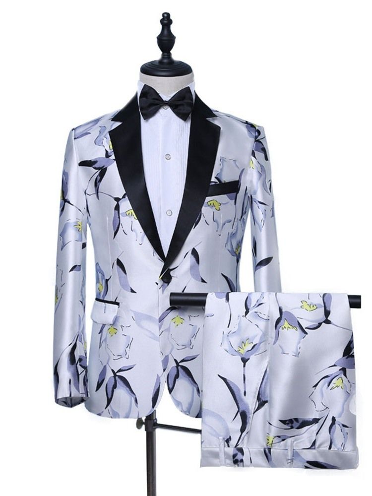 Floral One Button Fashion Mens Dress Suit