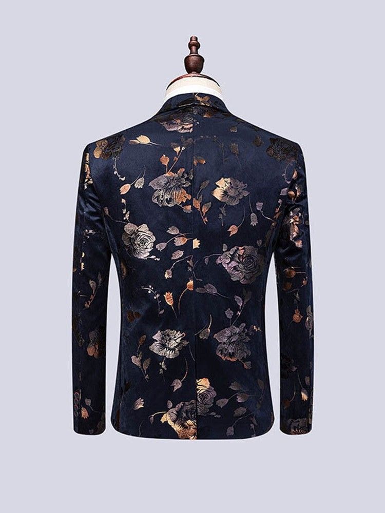 Floral Print Mens 3 Pieces Casual Party Dress Suit