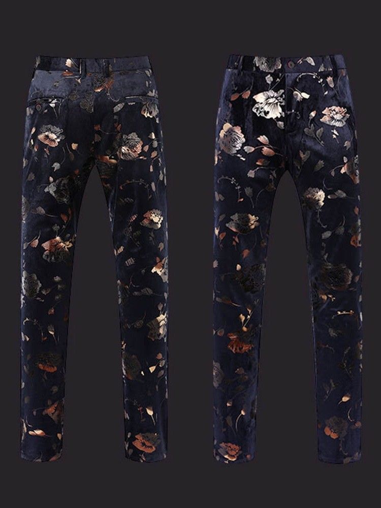 Floral Print Mens 3 Pieces Casual Party Dress Suit