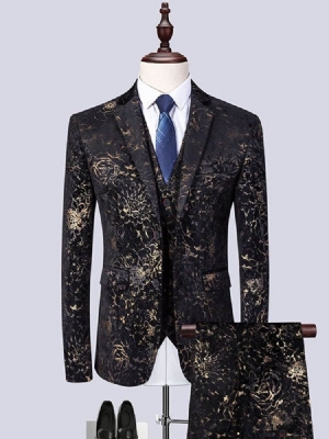 Floral Printed 3 Pieces Mens Party Dress Suit