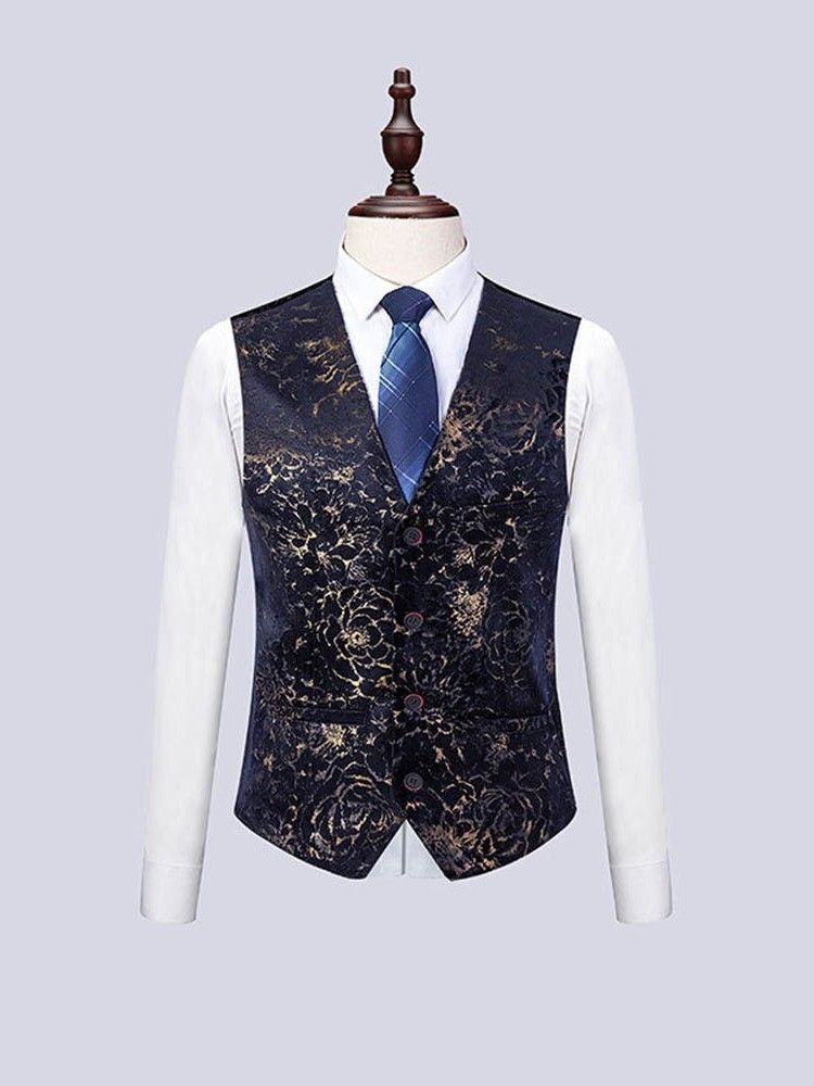 Floral Printed 3 Pieces Mens Party Dress Suit