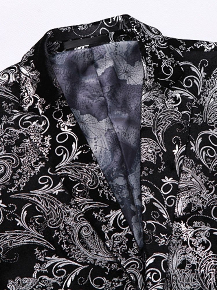 Floral Printed 3pieces Mens Casual Party Dress Suit