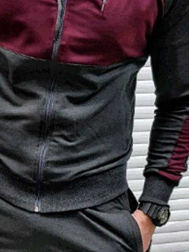 Hoodie Style Casual Patchwork Herrkläder