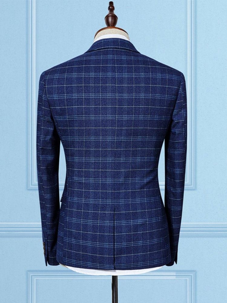 Plaid Color Block Mens 3-delad Kostym